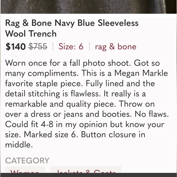 Rag & Bone sleeveless wool trench - Picture 7 of 9
